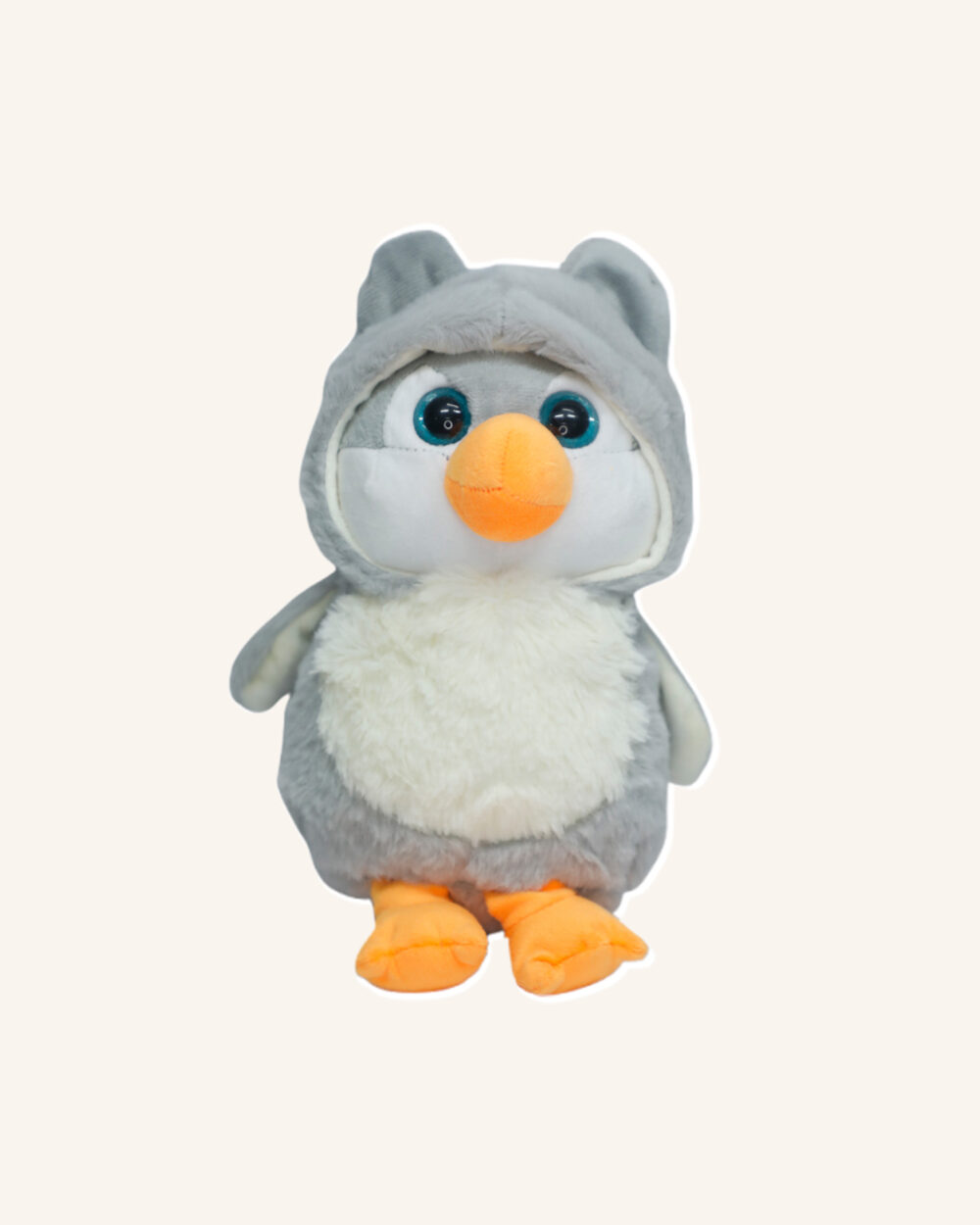 Cute Grey Hooded Penguine Soft Toy for Kids