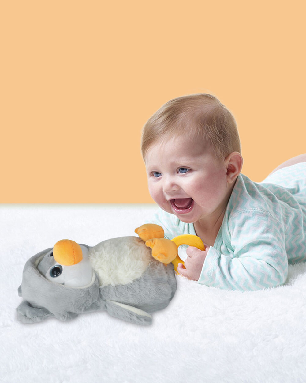 Cute Grey Hooded Penguine Soft Toy for Kids - Image 5