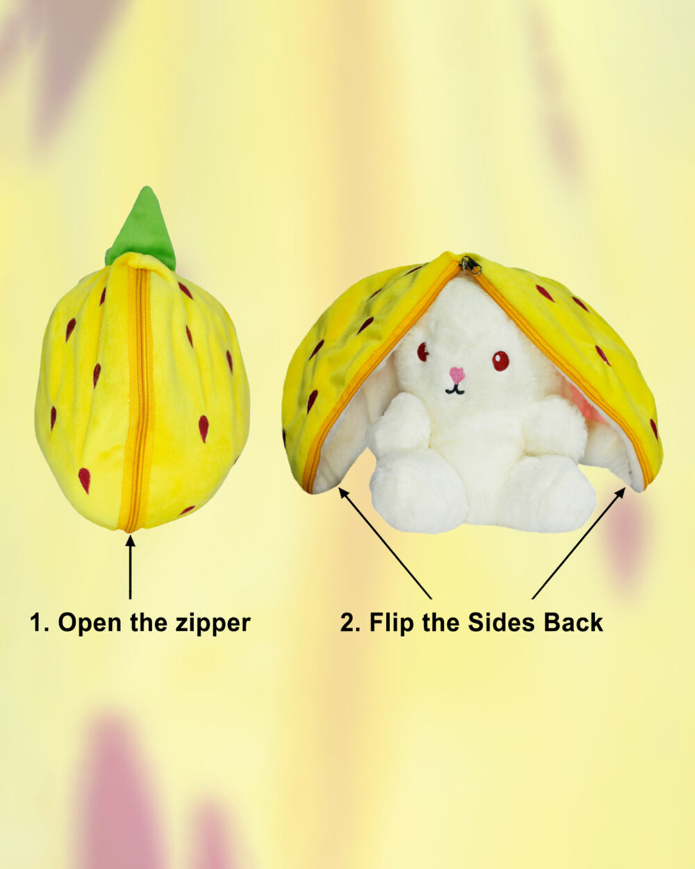 Reversible Bunny Soft Toys for Kids with Zipper - Image 3
