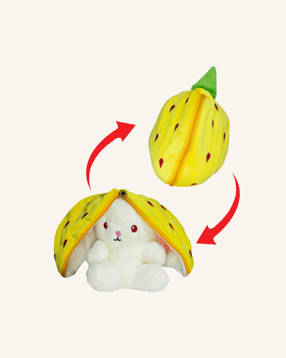 Reversible Bunny Soft Toys for Kids with Zipper